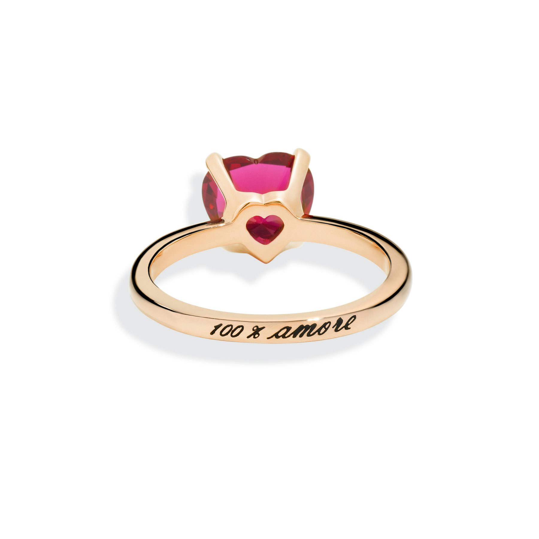 ROSE GOLD & SYNTHETIC RUBY HEART RING 1