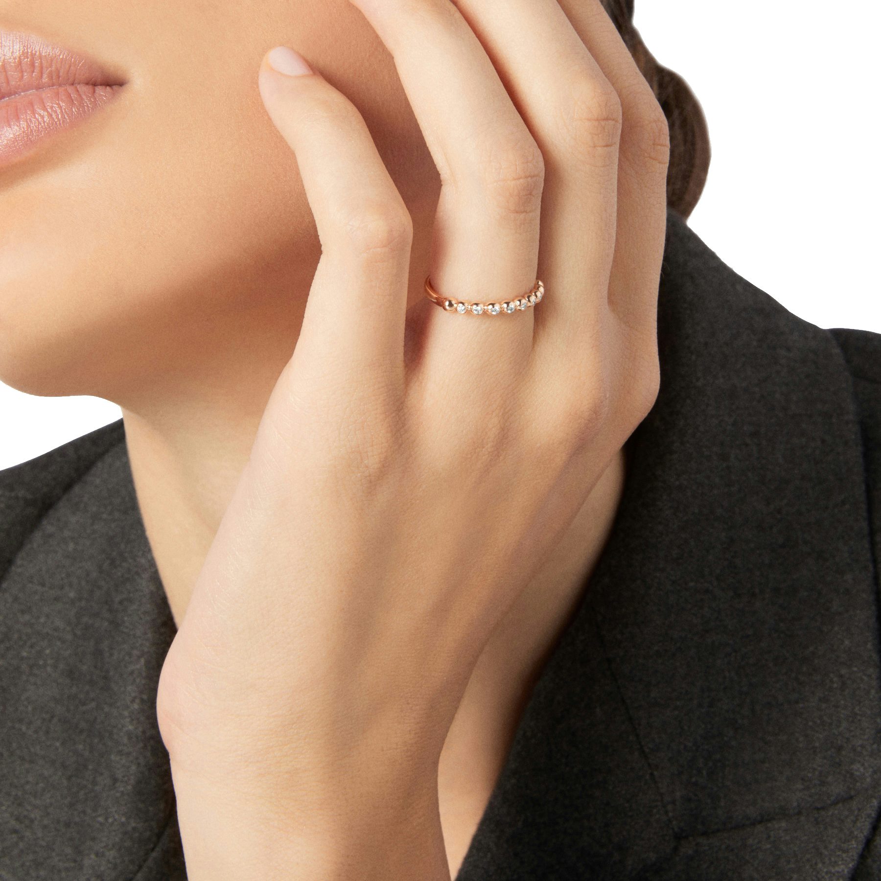 ANELLO BOLLICINE ORO ROSA & DIAMANTI BIANCHI 1