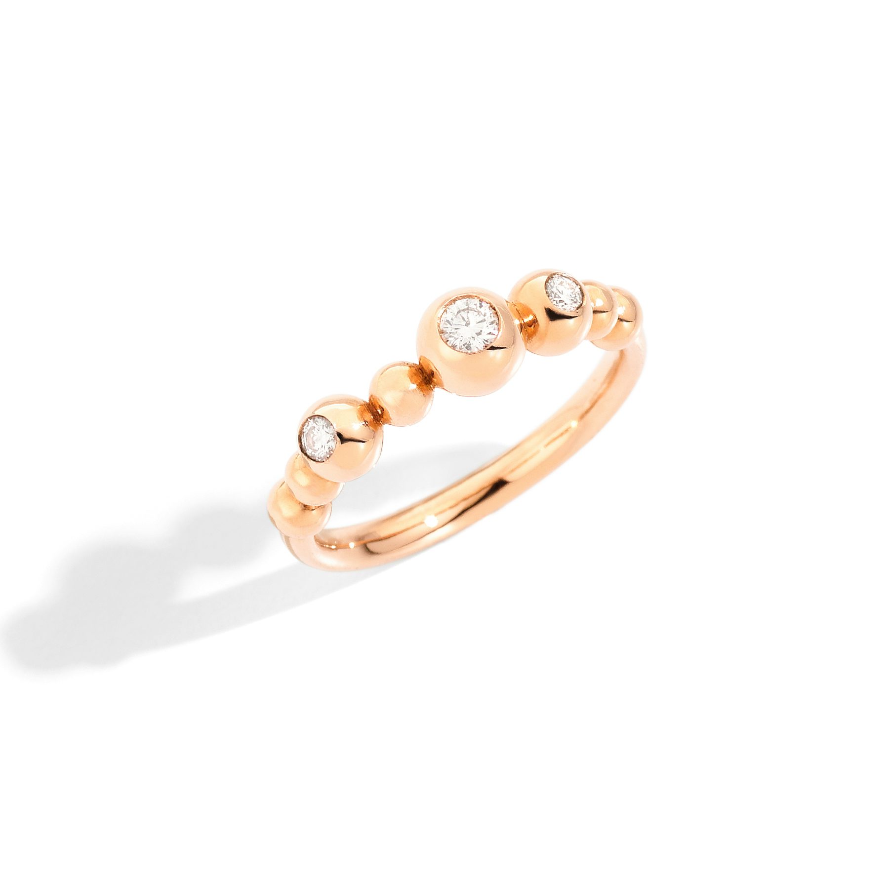 ROSE GOLD & WHITE DIAMOND BOLLICINE RING 0