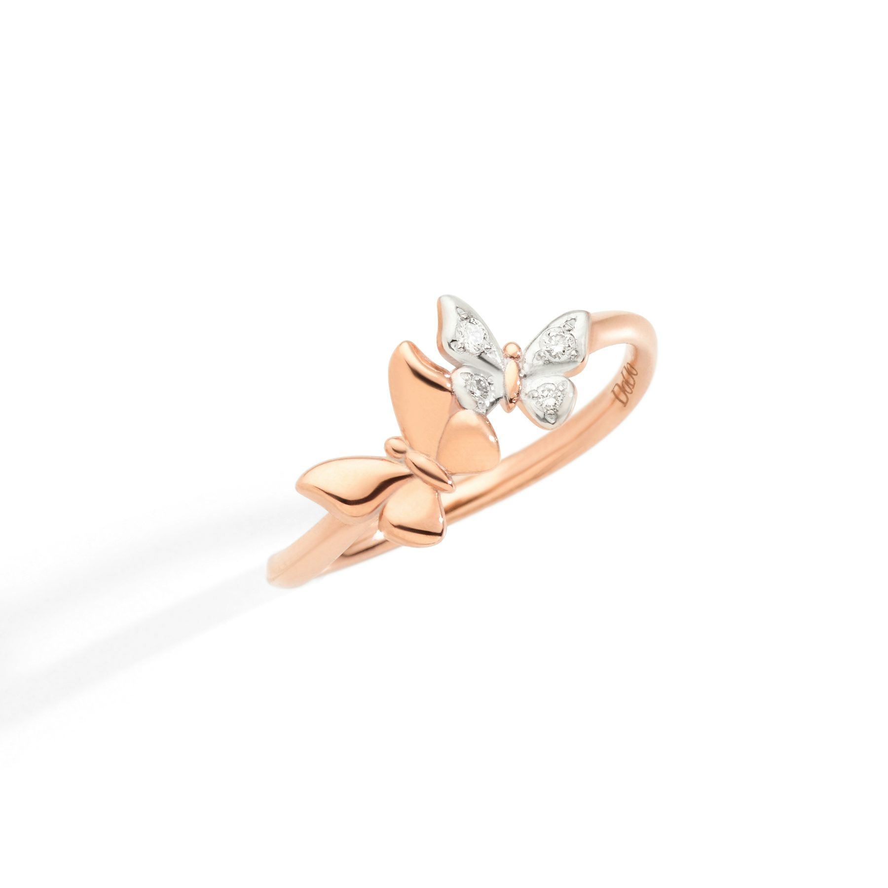 ROSE GOLD & WHITE DIAMOND BUTTERFLY RING 0
