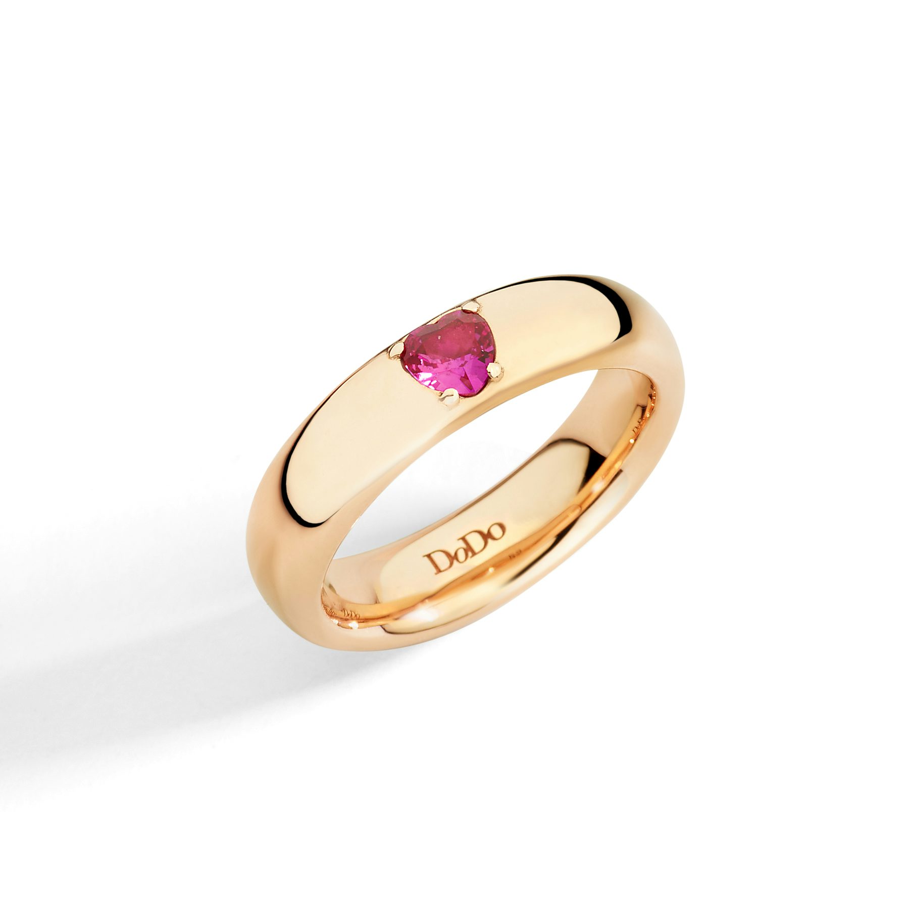 BAGUE CŒUR OR ROSE & RUBIS SYNTHÉTIQUE 0