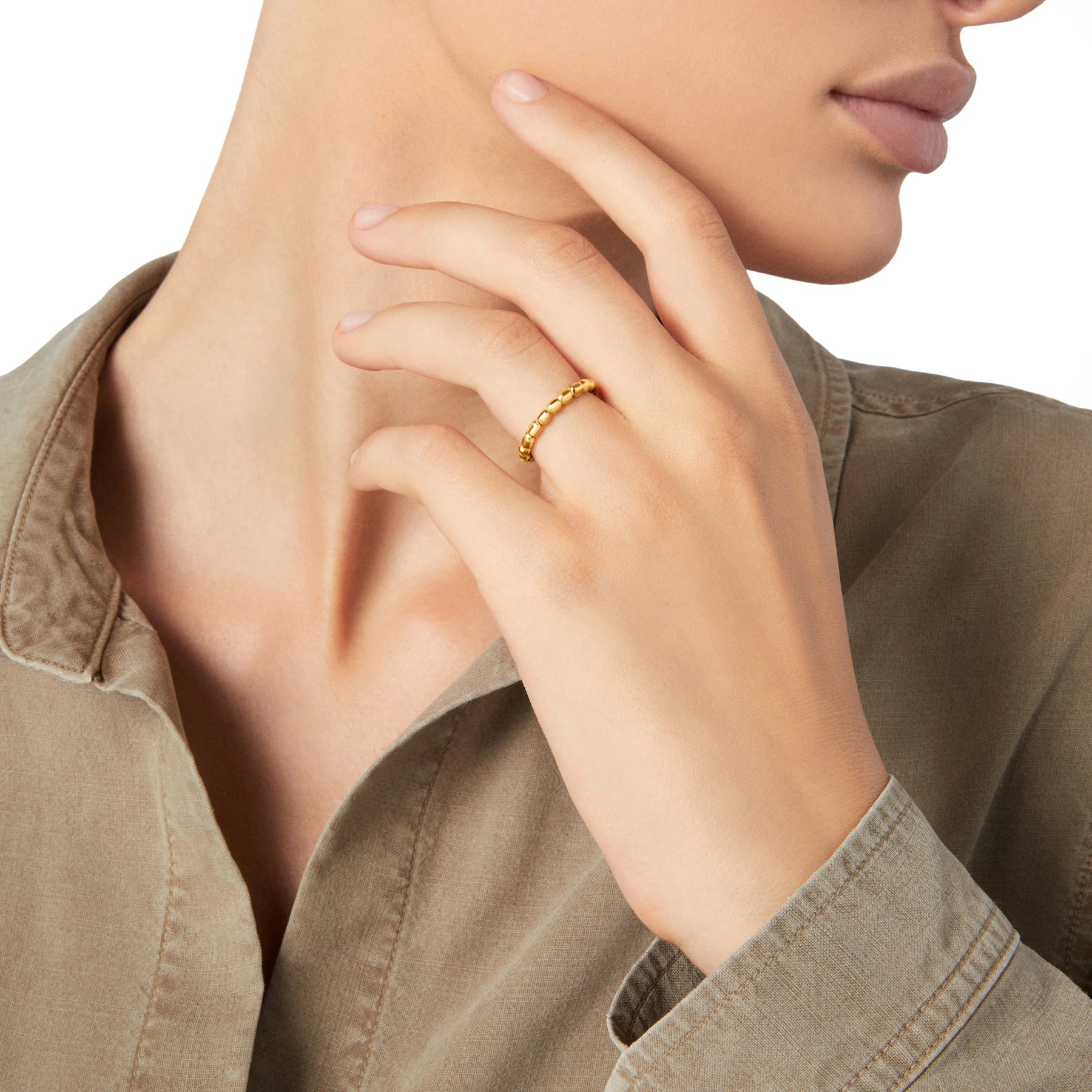 YELLOW GOLD GRANELLI RING 0