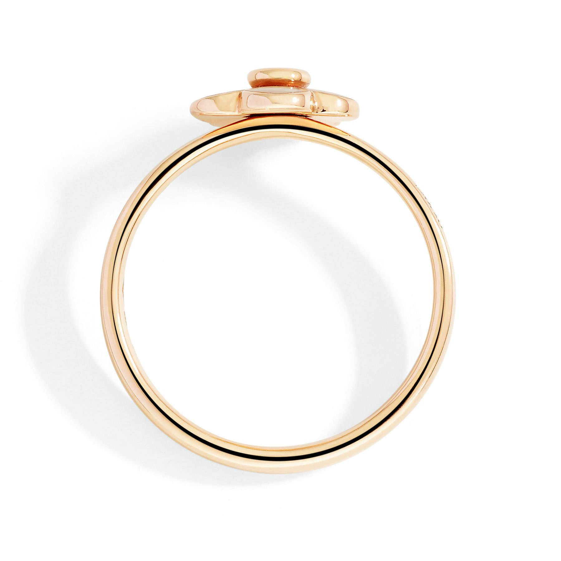ROSE GOLD, ENAMEL & DIAMOND FLOWER RING 1
