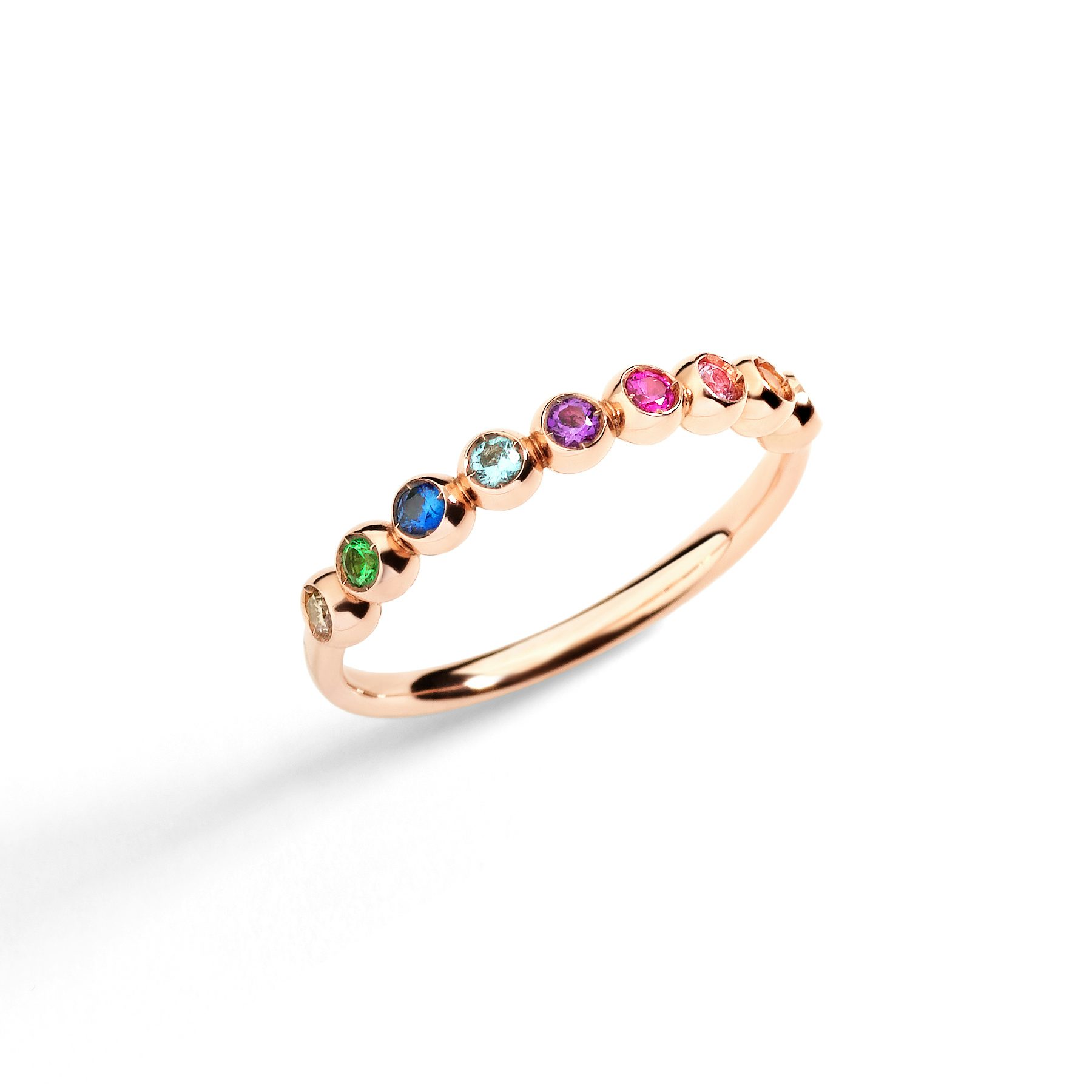 ROSE GOLD & COLOURED STONE BOLLICINE RING 0