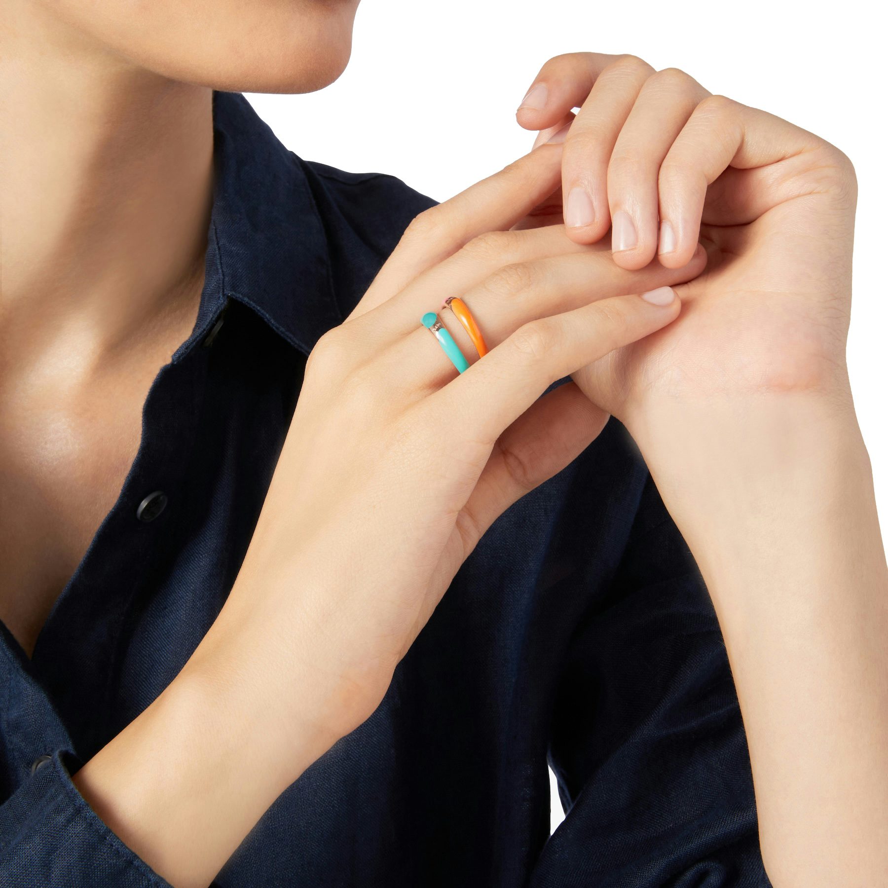 BAGUE RONDELLE ARGENT DORÉ ÉMAIL