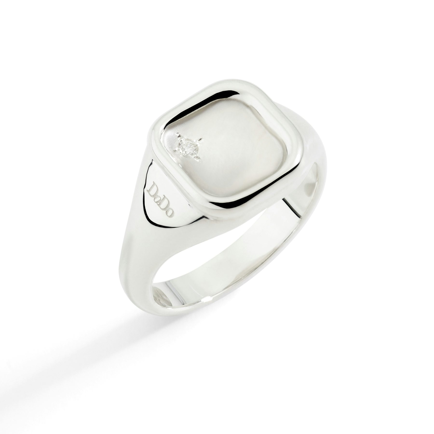 SILVER & WHITE DIAMOND SIGNET RING 0