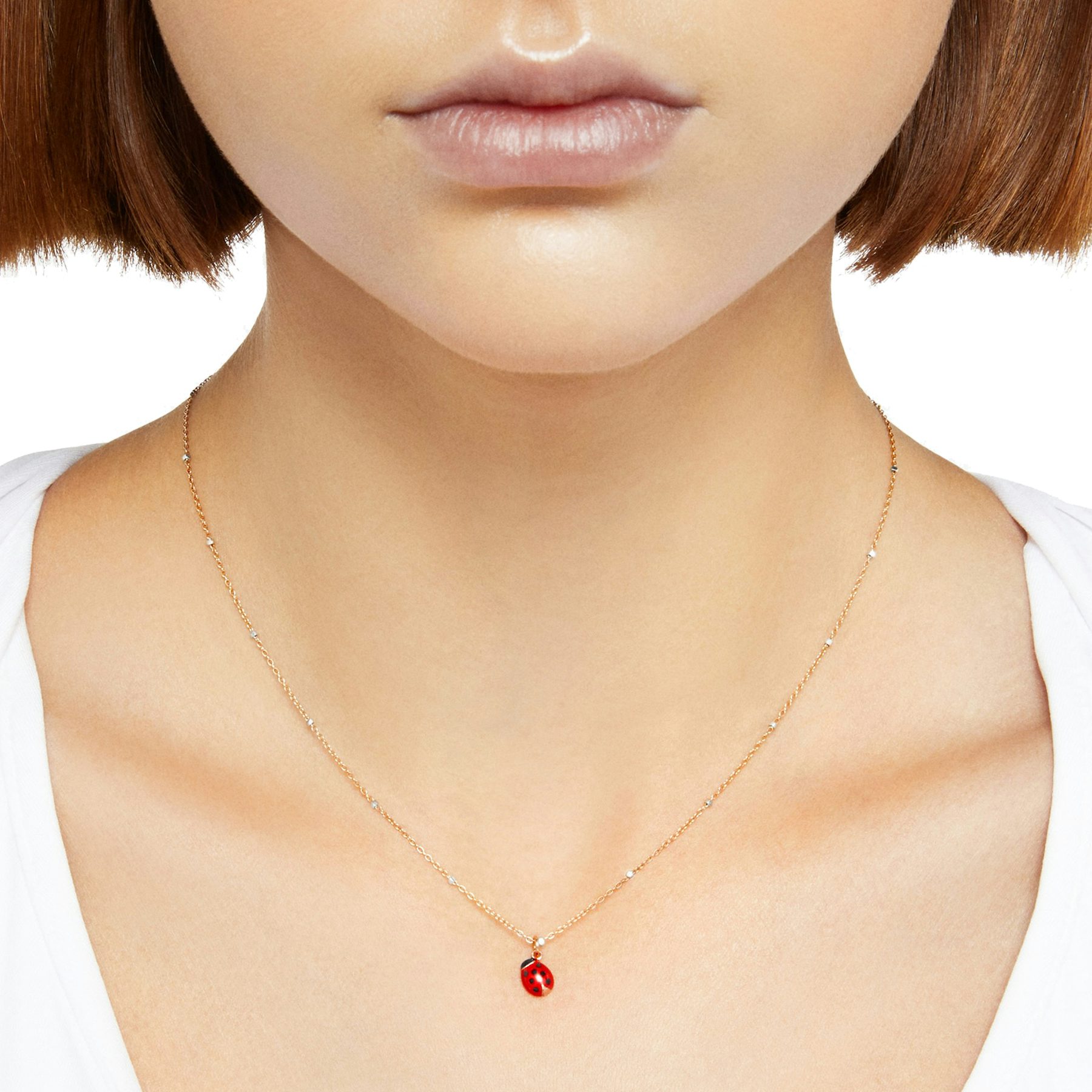 COLLANA MINI COCCINELLA ORO ROSA & SMALTO 1
