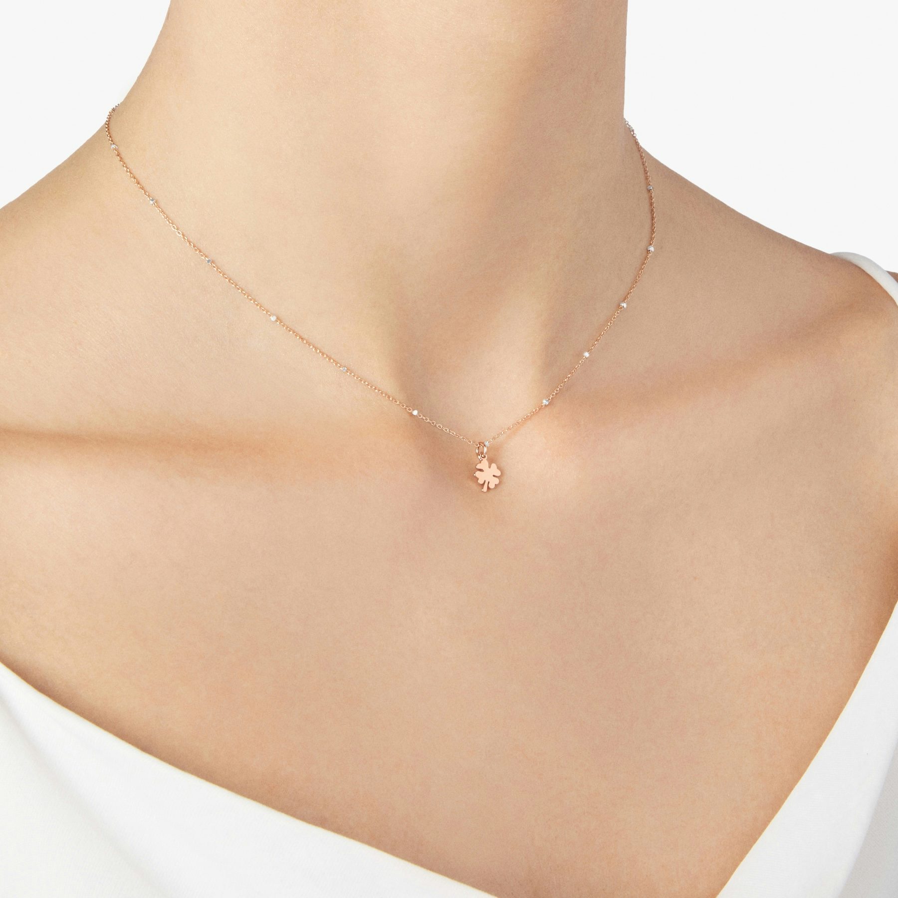 COLLANA MINI QUADRIFOGLIO ORO ROSA 1