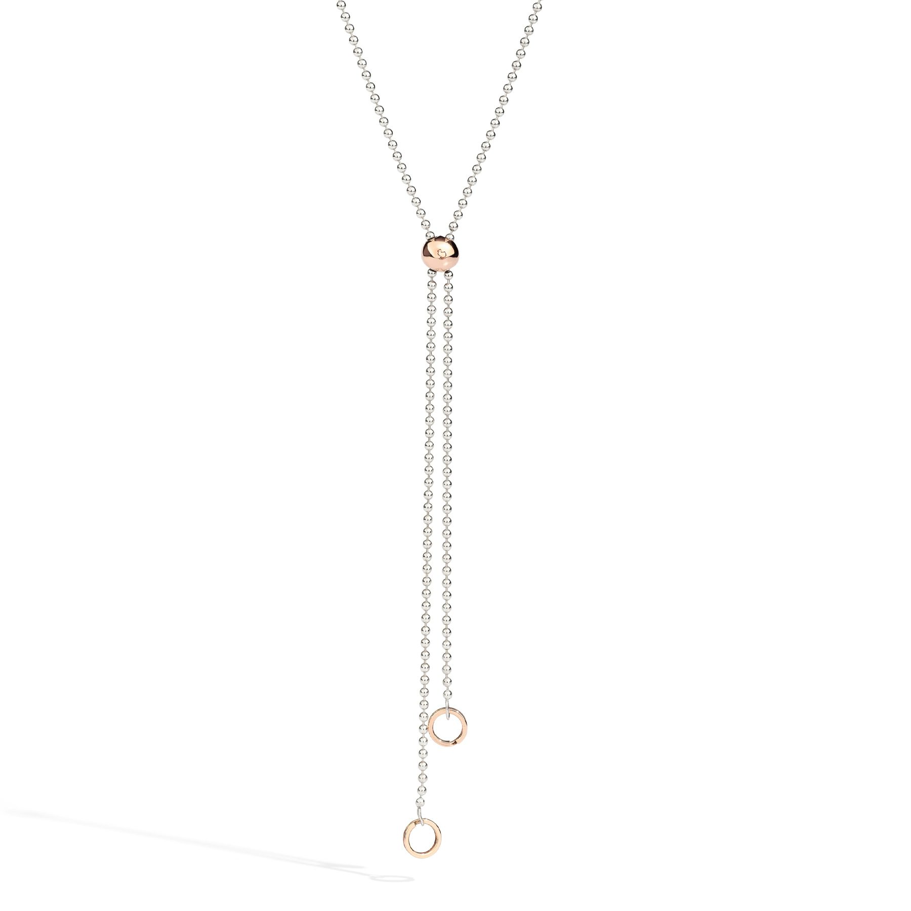 SILVER & ROSE GOLD BOLLICINE LARIAT NECKLACE 1
