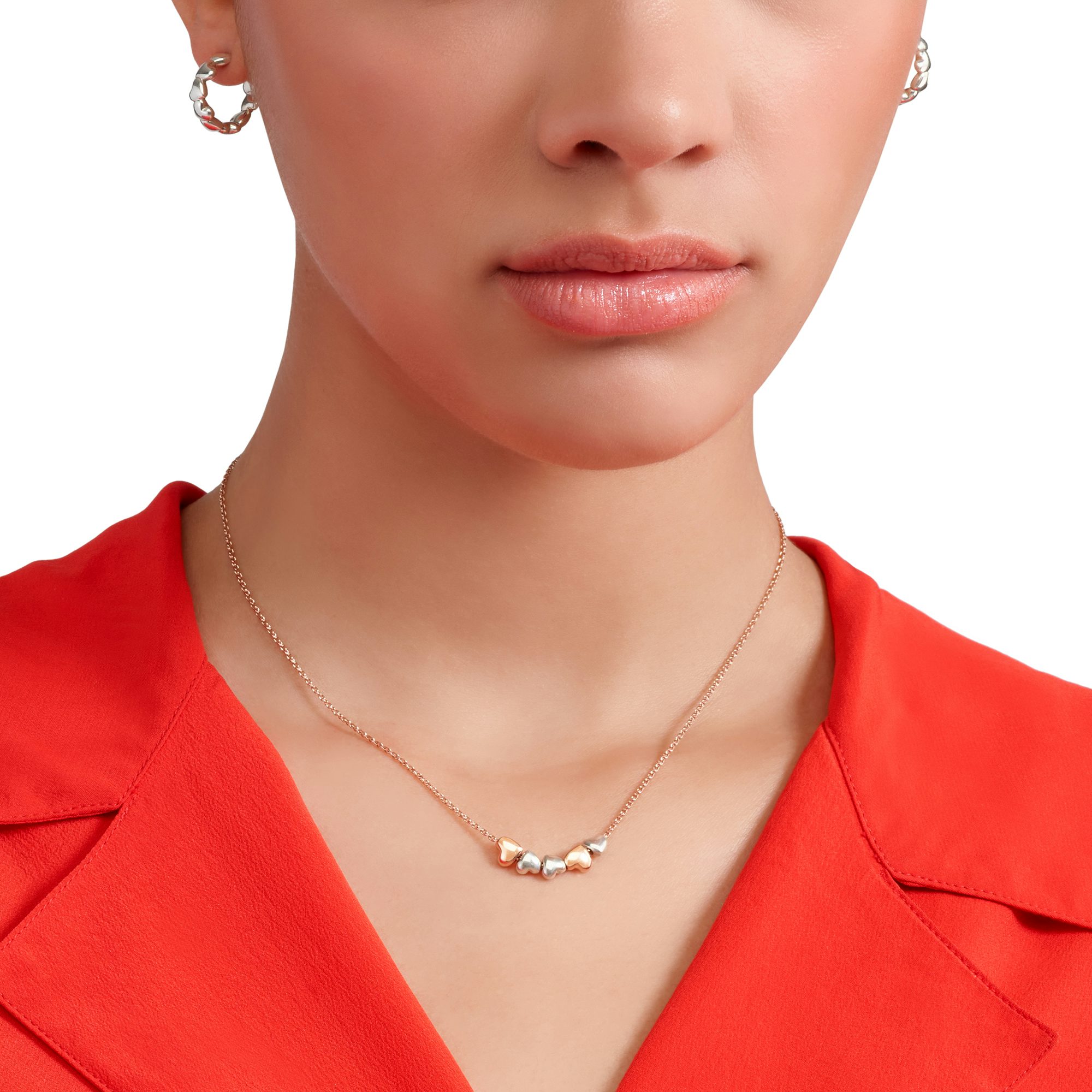 COLLANA CUORE ORO ROSA ARGENTO