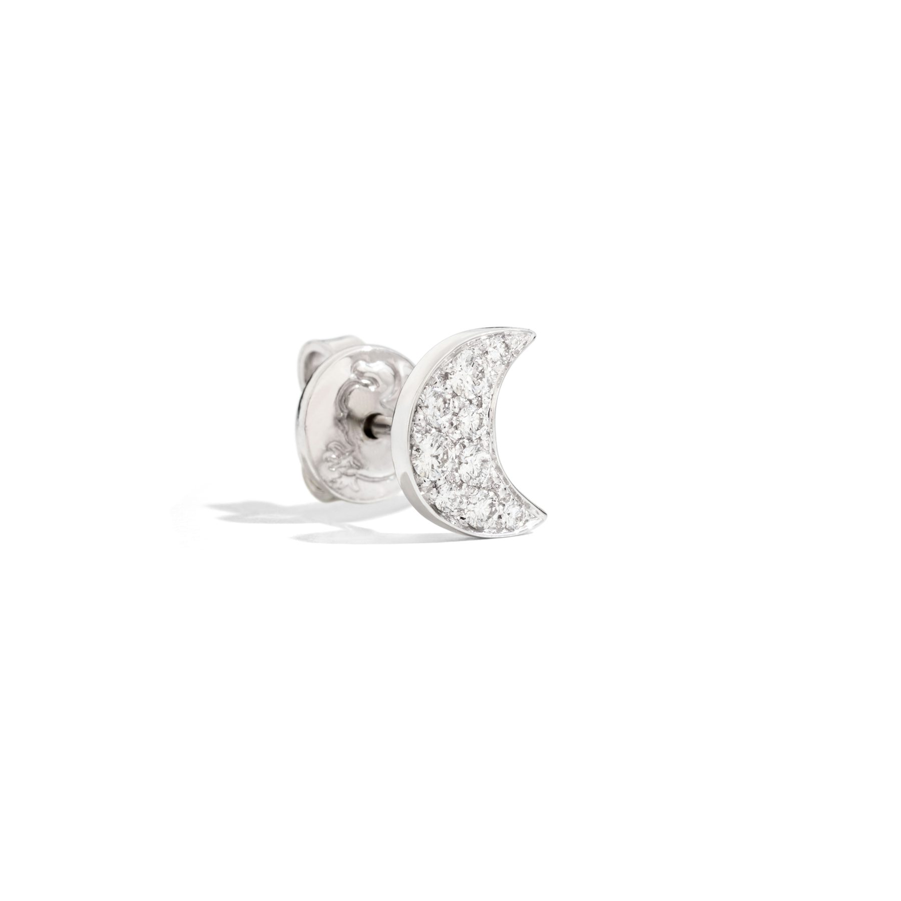 WHITE GOLD & DIAMOND MOON STUD EARRING 0