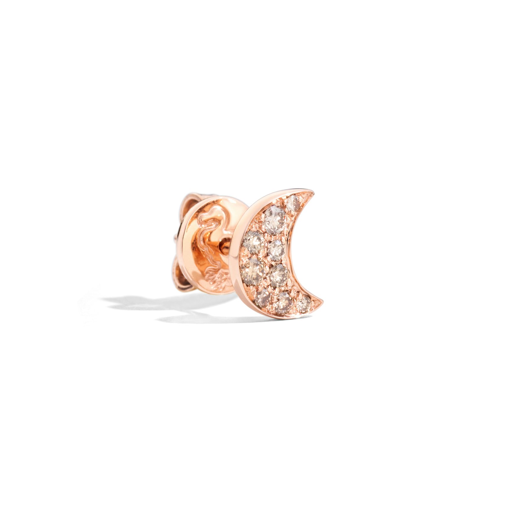 ROSE GOLD & BROWN DIAMOND MOON STUD EARRING 0