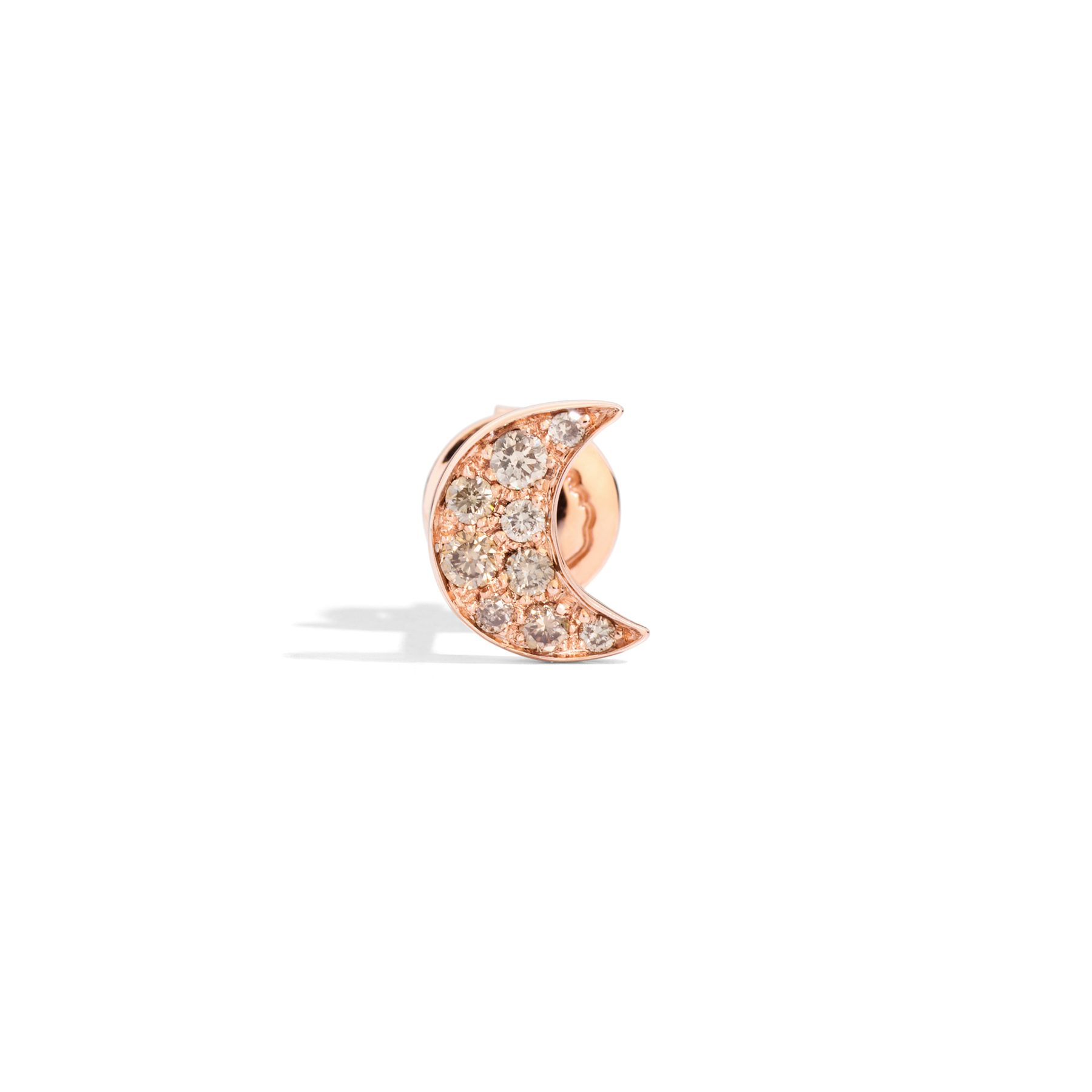 ROSE GOLD & BROWN DIAMOND MOON STUD EARRING 1