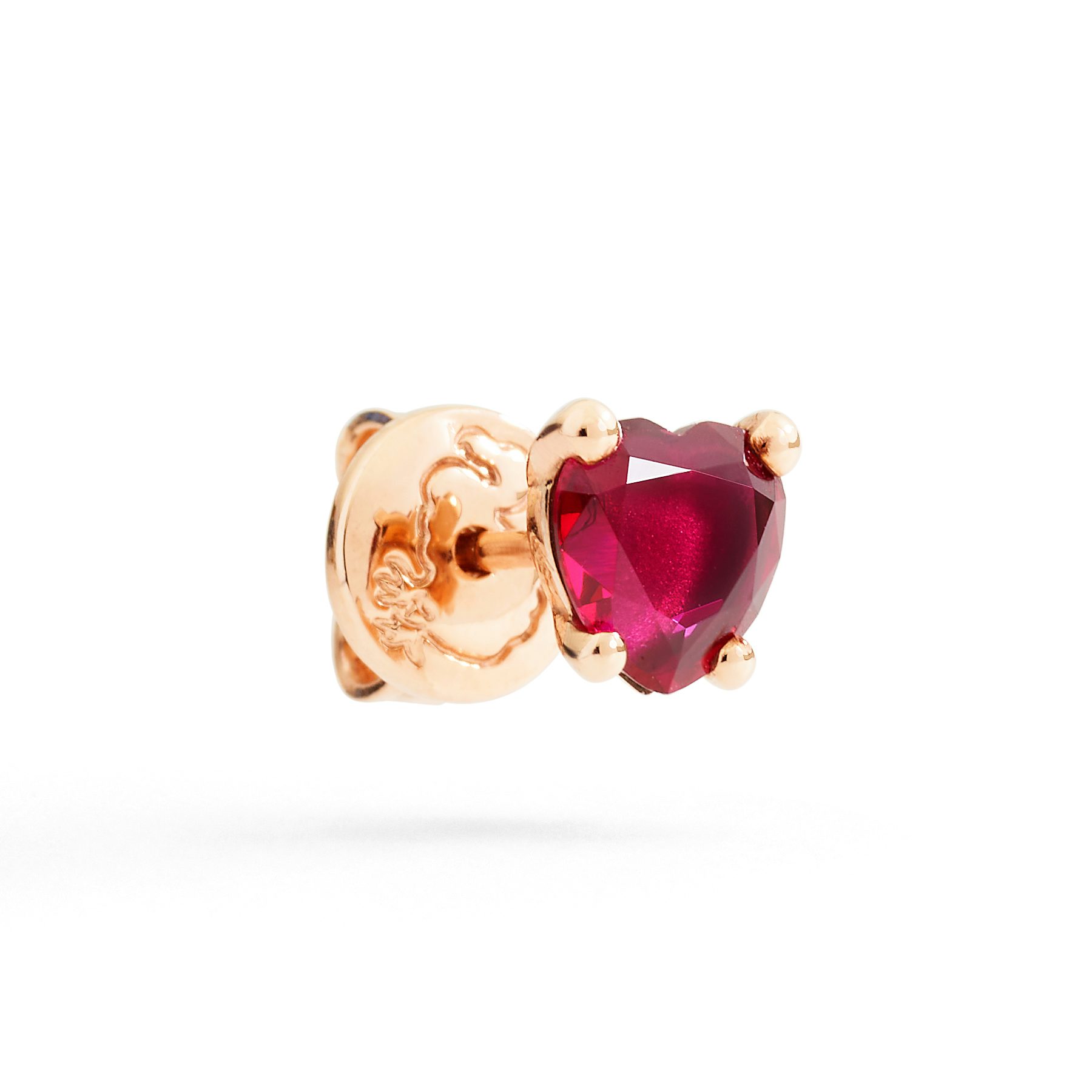 ORECCHINO STUD CUORE ORO ROSA & RUBINO SINTETICO 0
