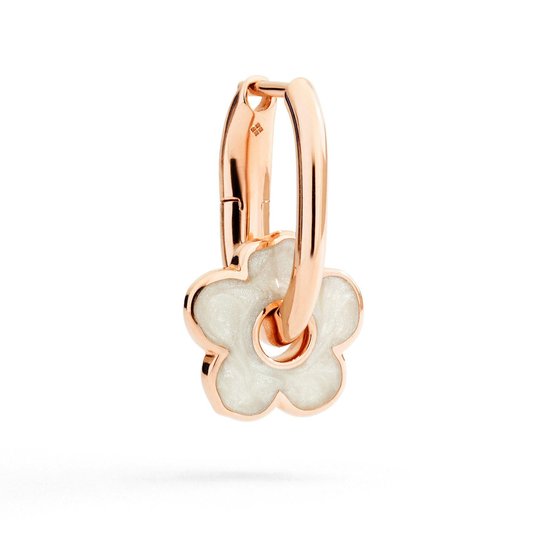 BOUCLE D'OREILLE CRÉOLE FLEUR OR ROSE & ÉMAIL 0