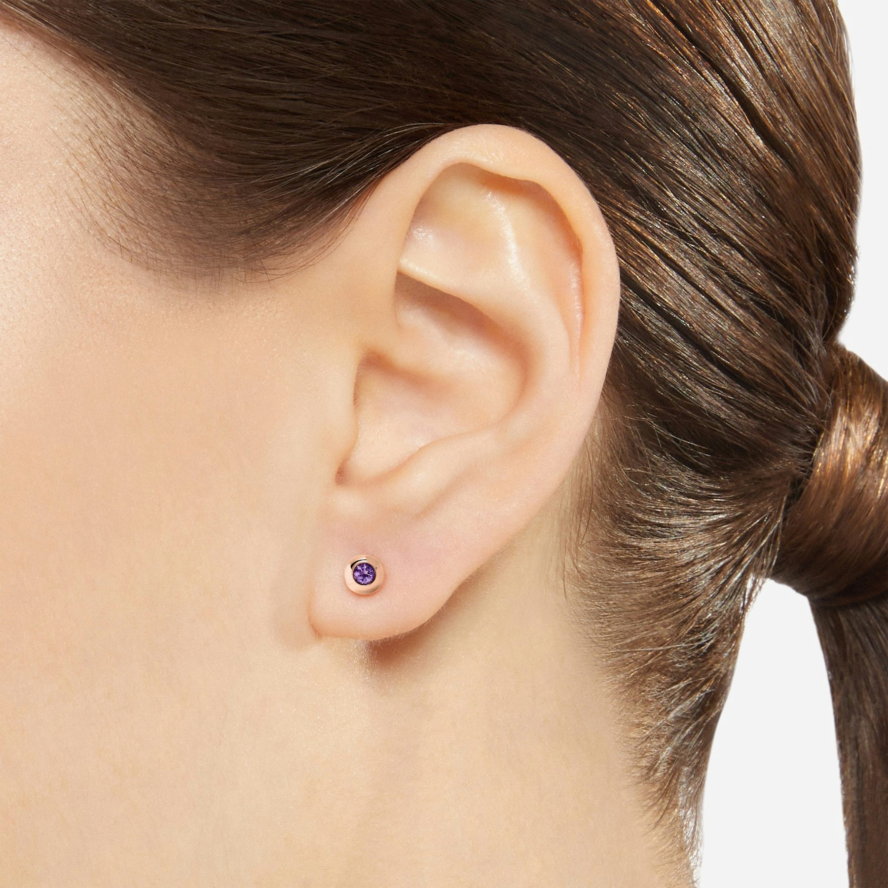 ROSE GOLD & AMETHYST BOLLICINE STUD EARRING 1