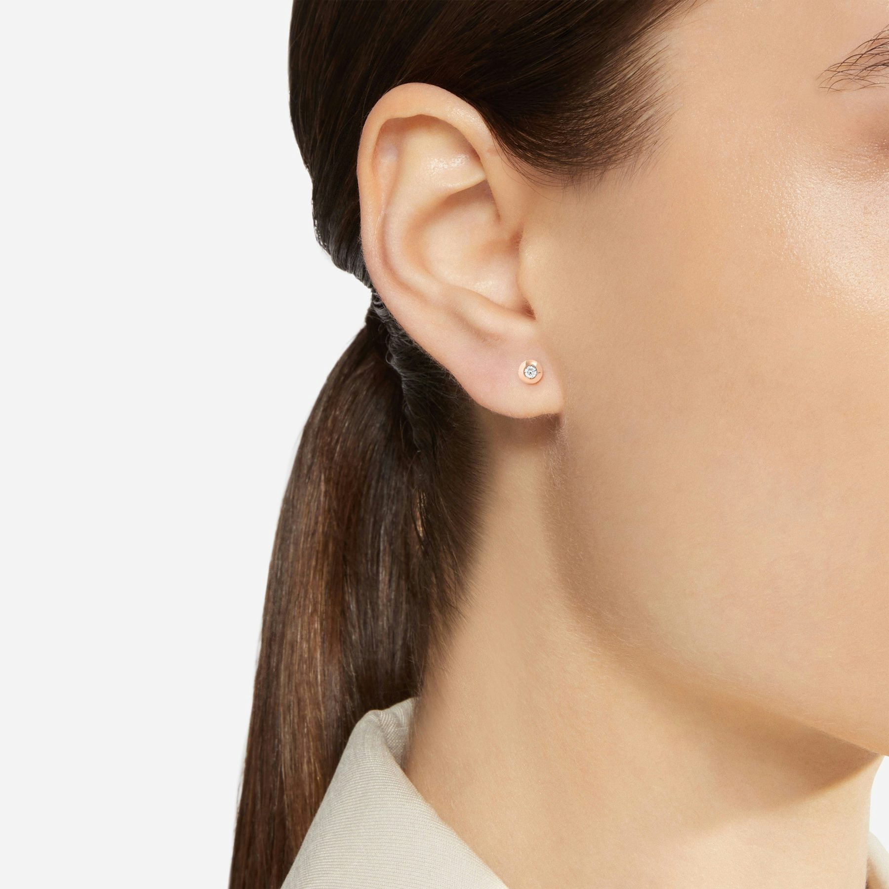 ROSE GOLD & DIAMOND BOLLICINE STUD EARRING 0