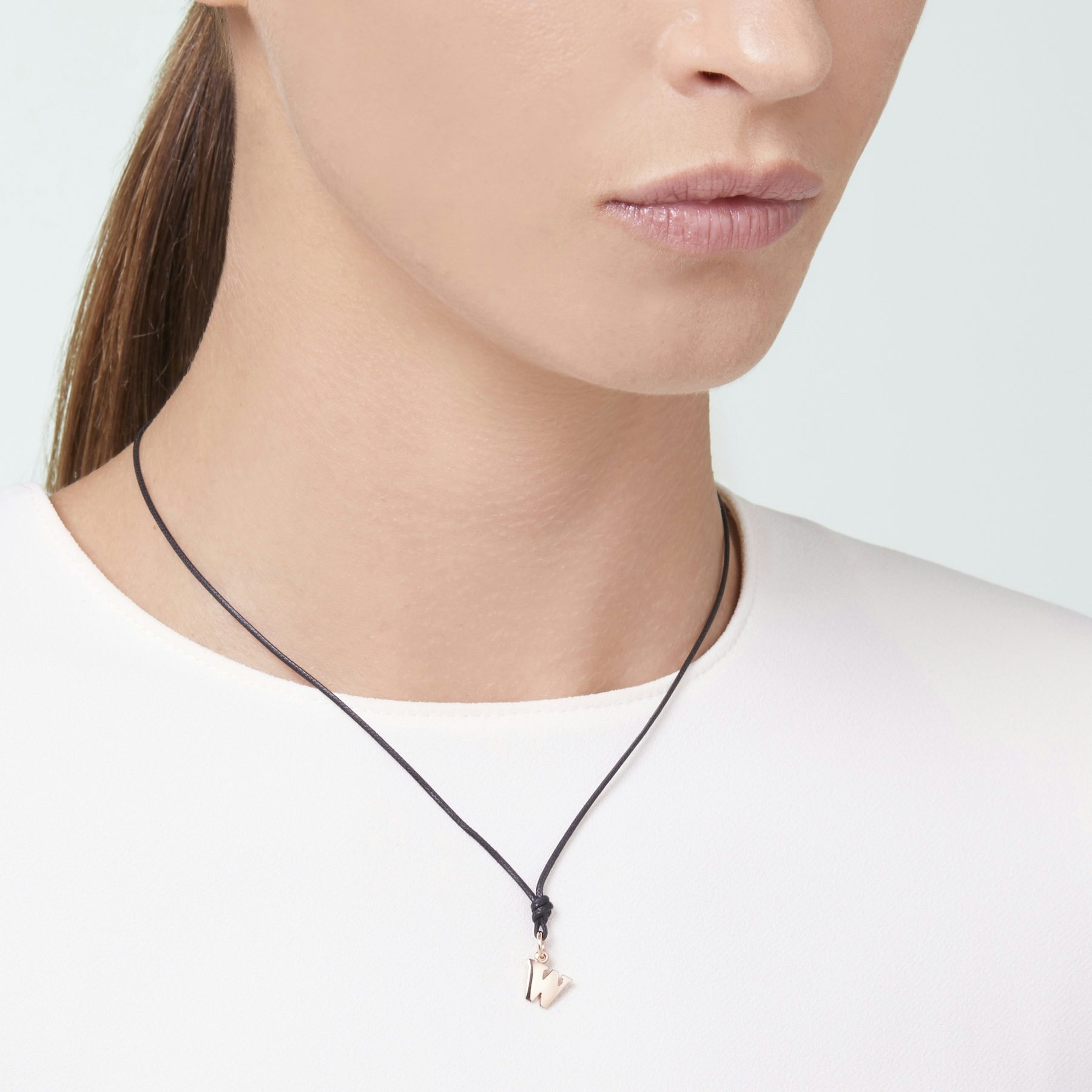 ROSE GOLD LETTER W CHARM 1