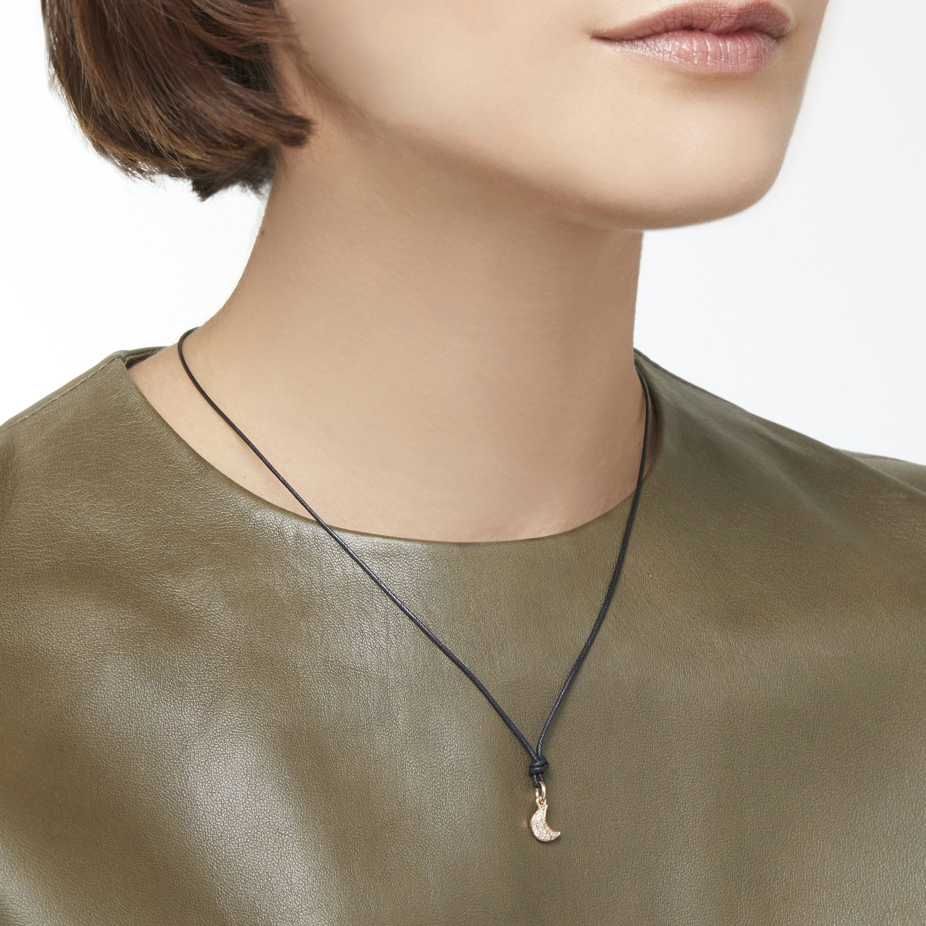 ROSE GOLD & BROWN DIAMOND MOON CHARM 1