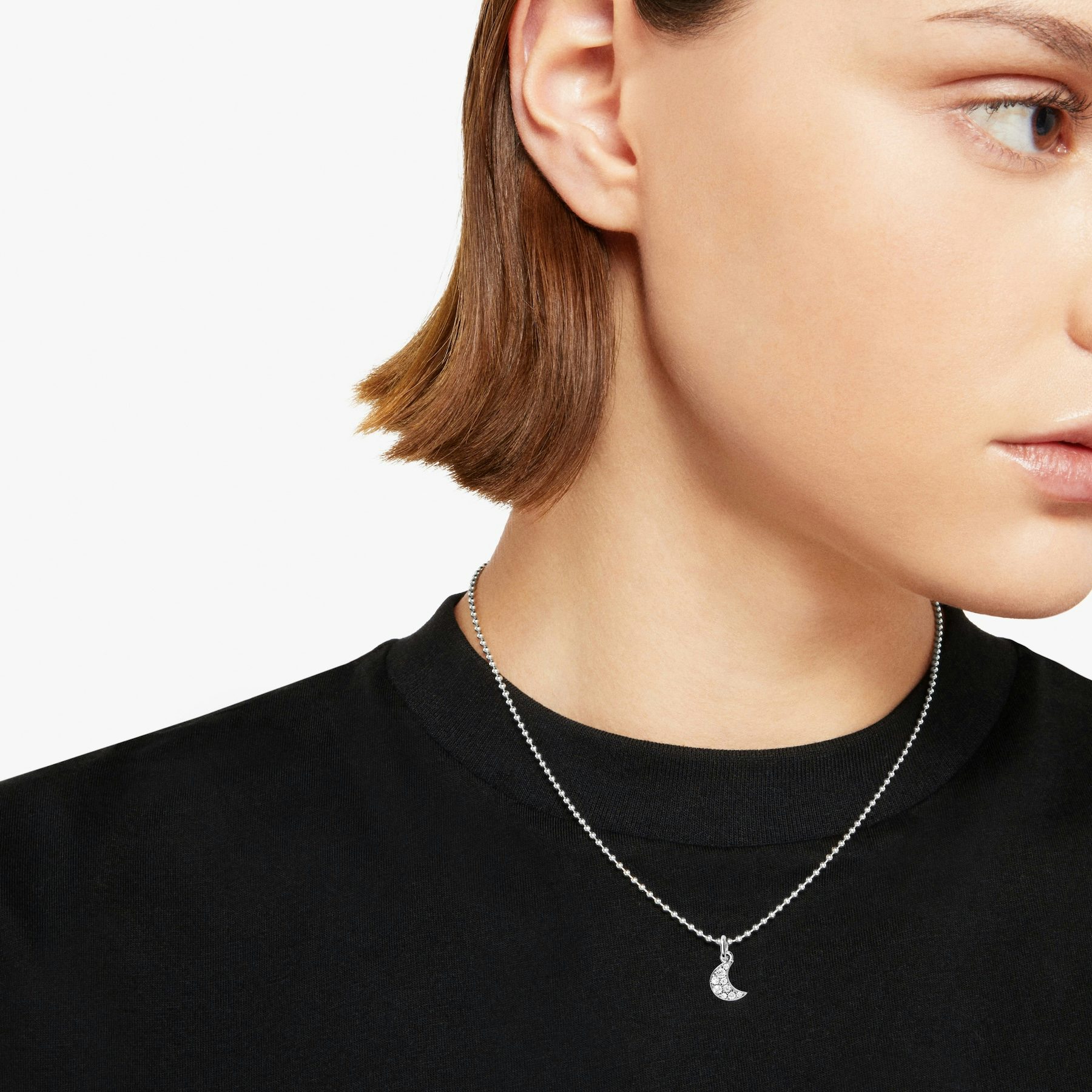 WHITE GOLD & WHITE DIAMOND MOON CHARM 1
