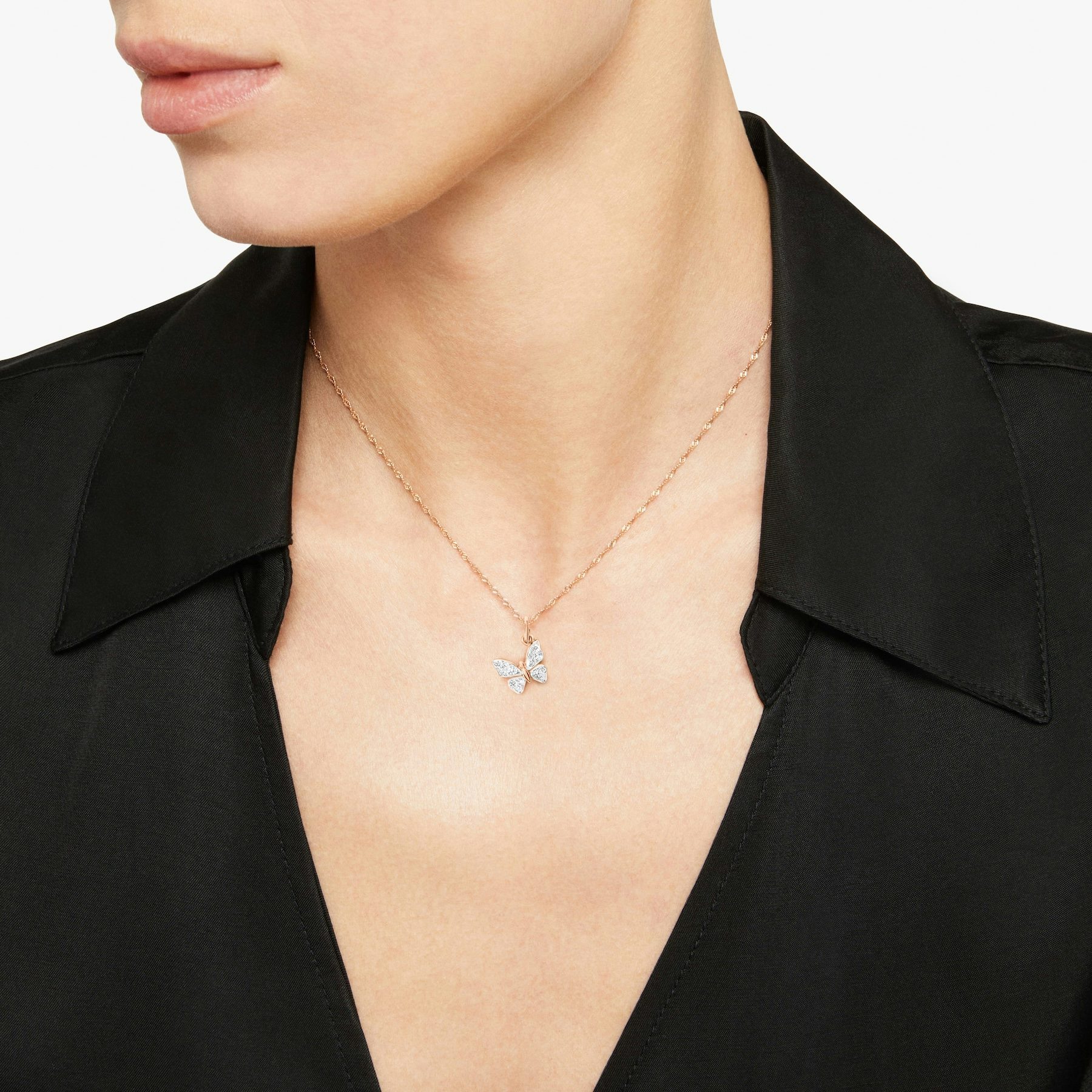 ROSE GOLD & WHITE DIAMOND BUTTERFLY CHARM 1