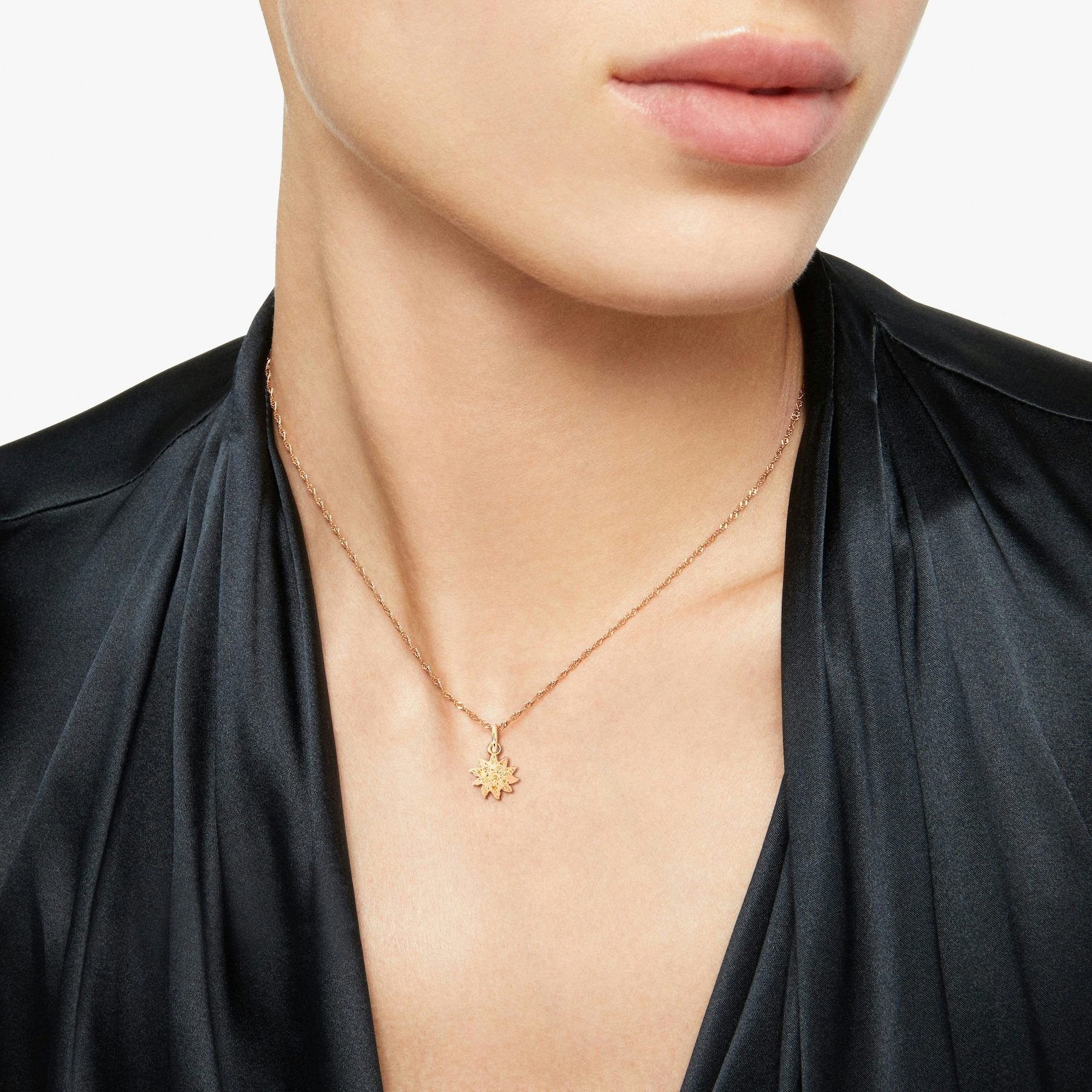 CIONDOLO SOLE ORO ROSA & DIAMANTI BROWN 1