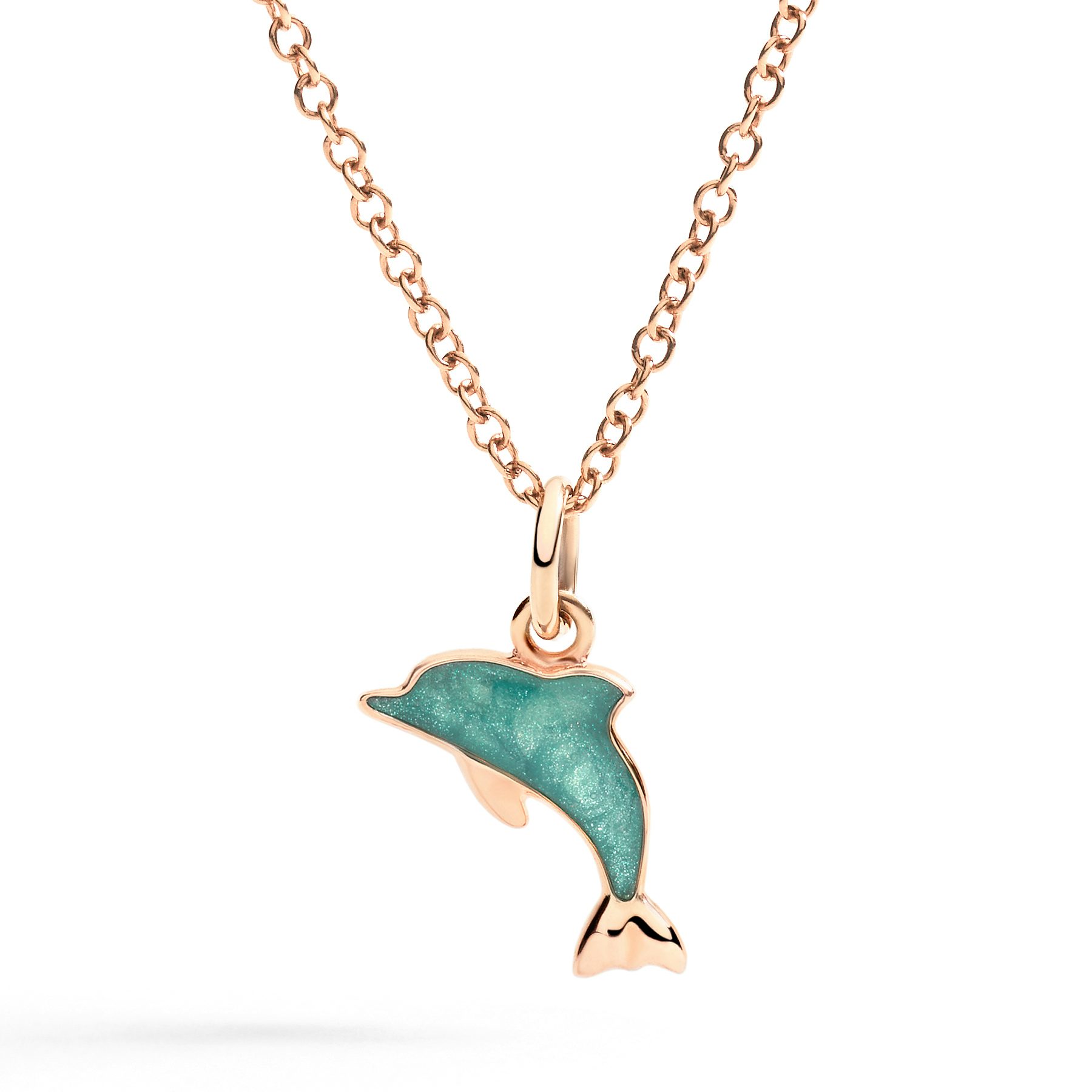 PENDENTIF DAUPHIN OR ROSE & ÉMAIL 1