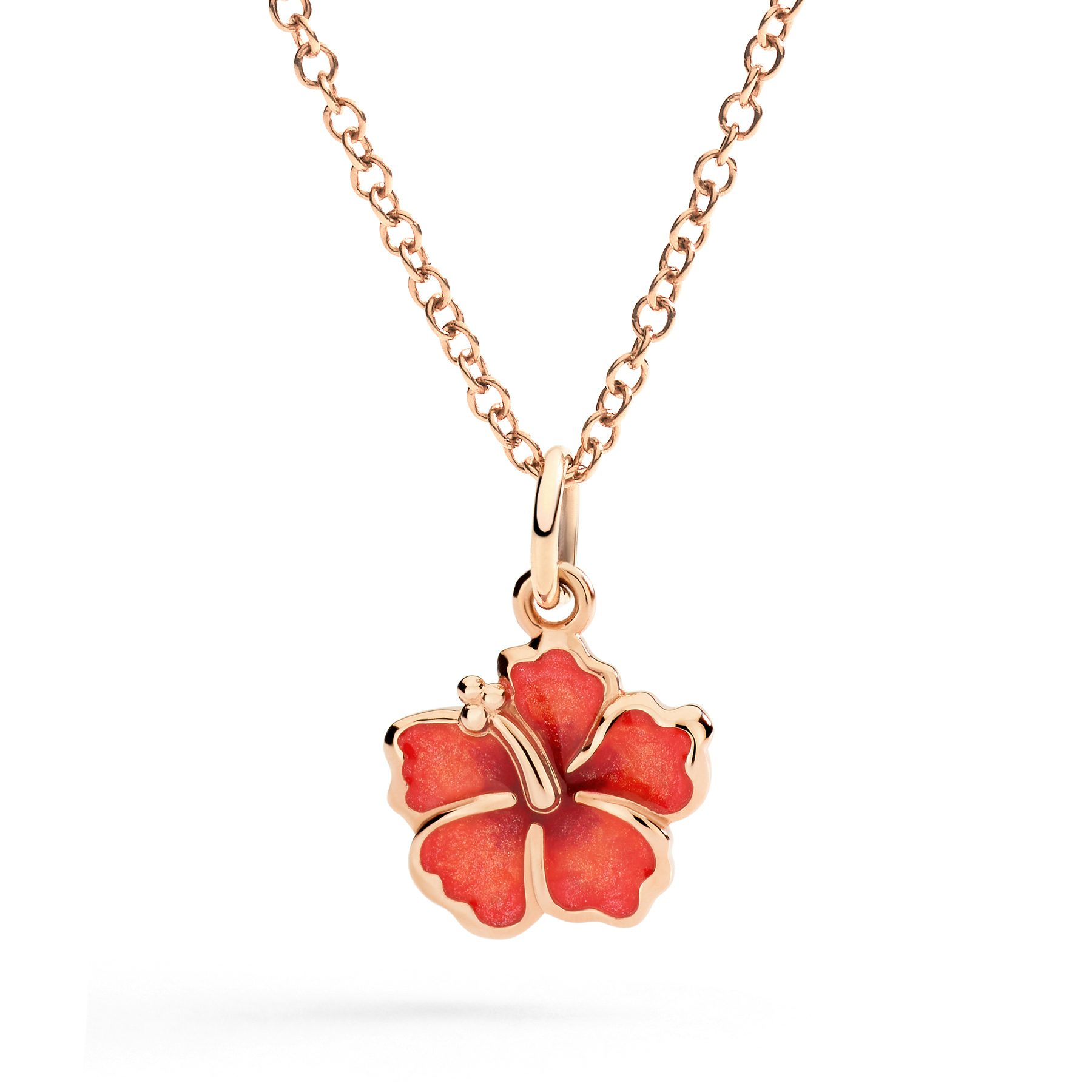 ROSE GOLD & ENAMEL HIBISCUS FLOWER CHARM 1