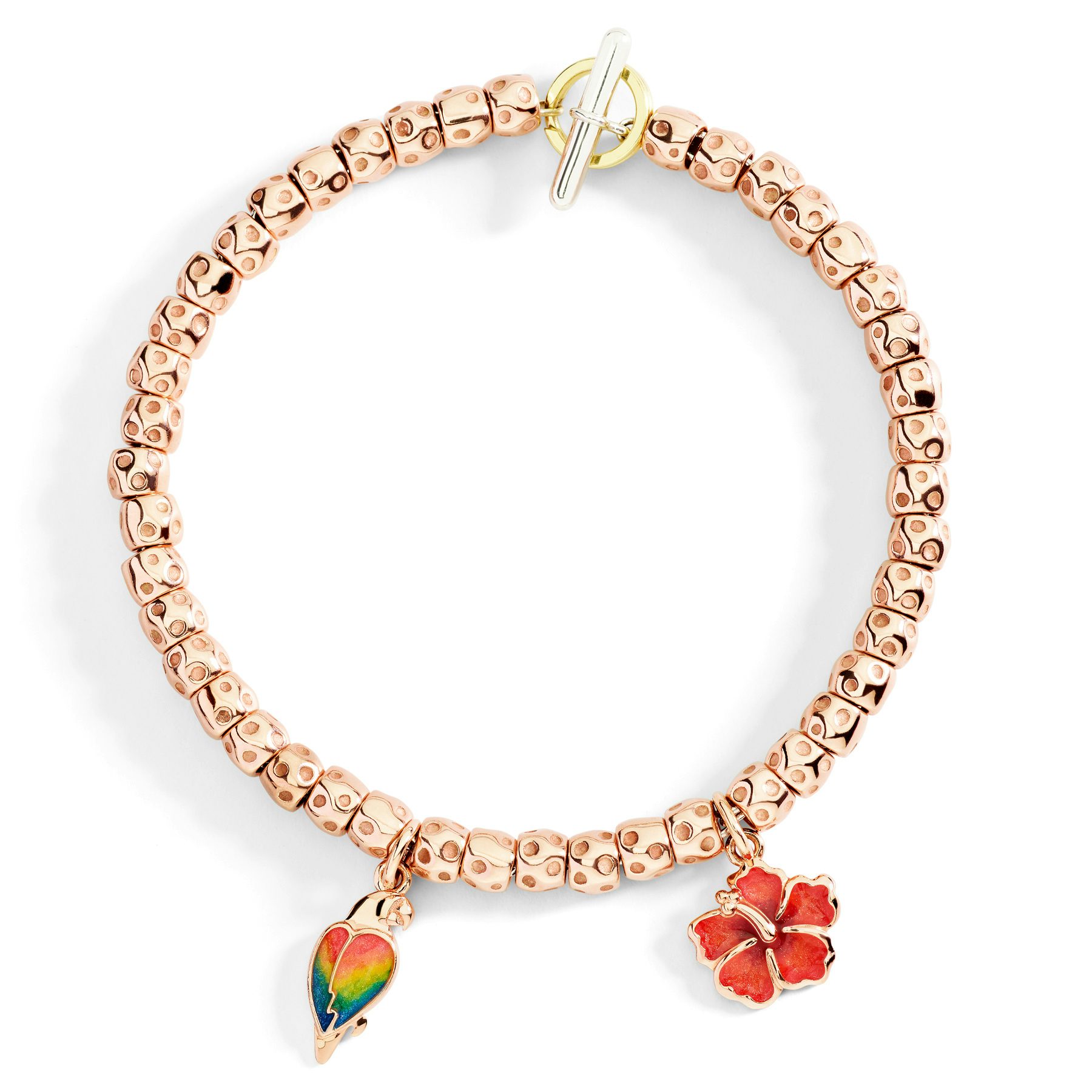 ROSE GOLD & ENAMEL HIBISCUS FLOWER CHARM