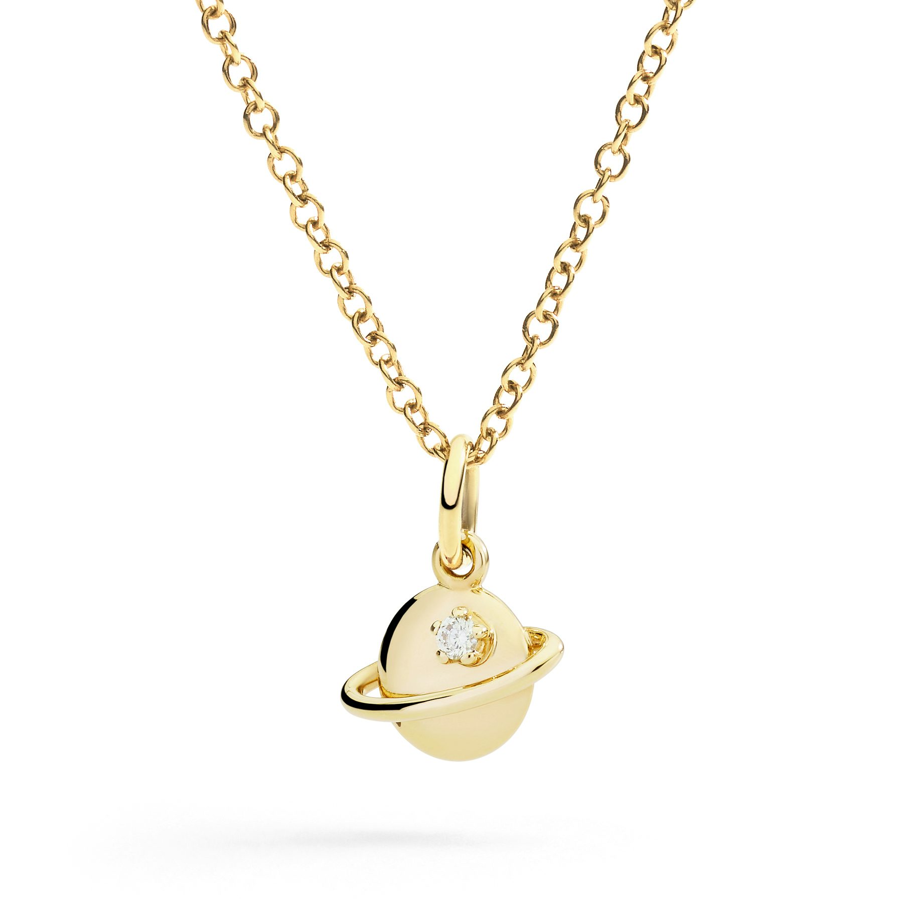 YELLOW GOLD & WHITE DIAMOND PLANET CHARM 1