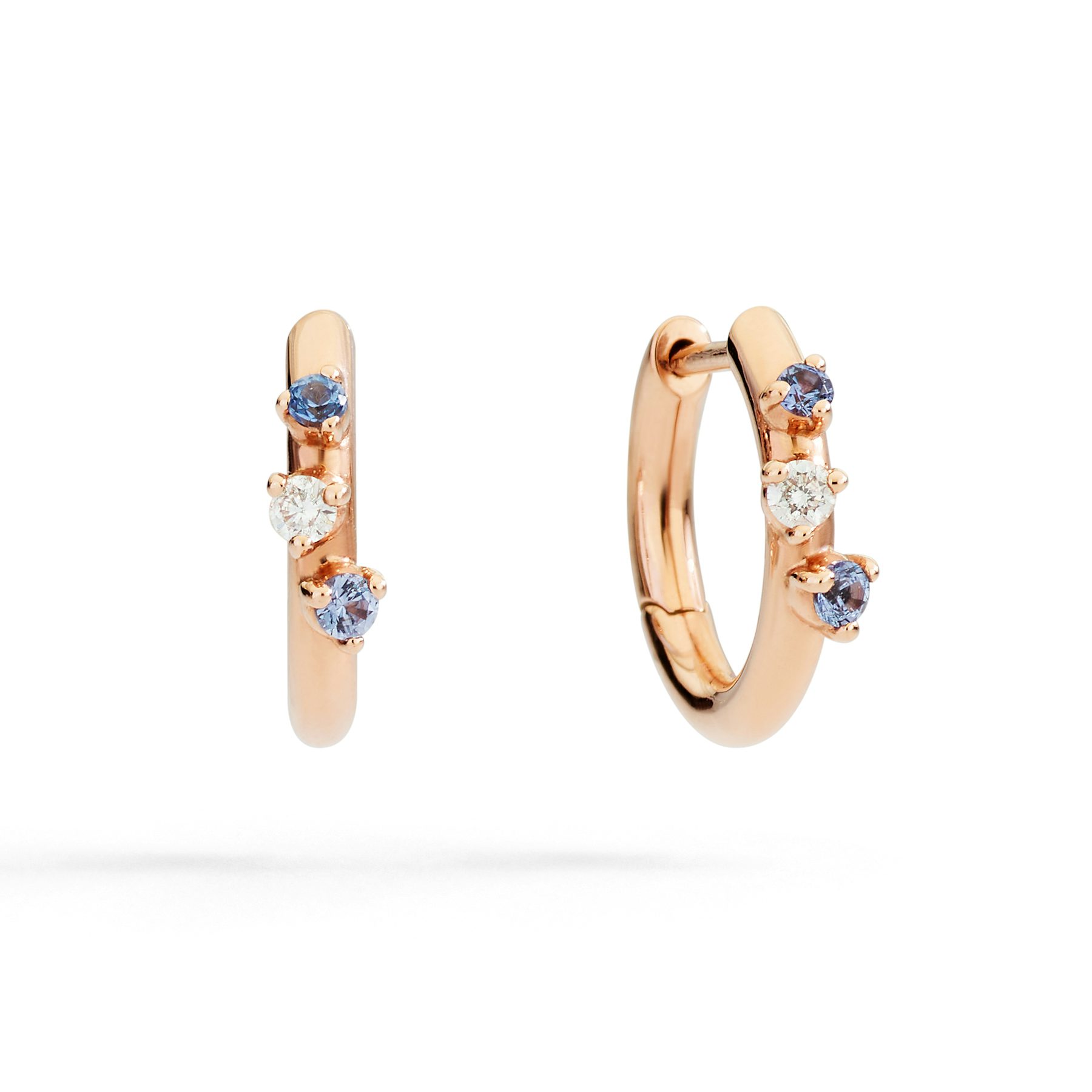 ROSE GOLD, SAPPHIRE & DIAMOND HOOP EARRINGS 0