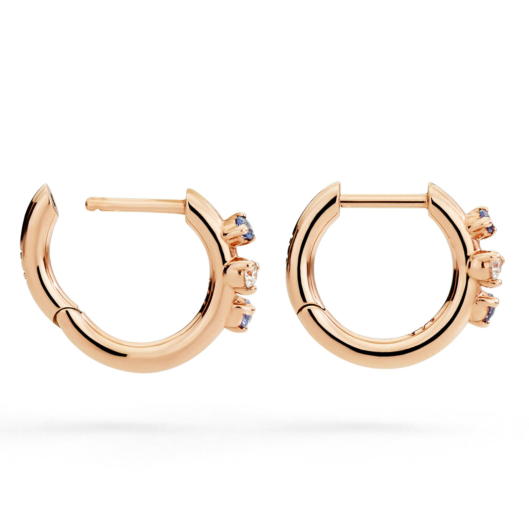 ROSE GOLD, SAPPHIRE & DIAMOND HOOP EARRINGS 1